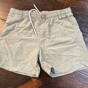 Lightly worn YXL properly tied sage, green shorts.Quick drama material